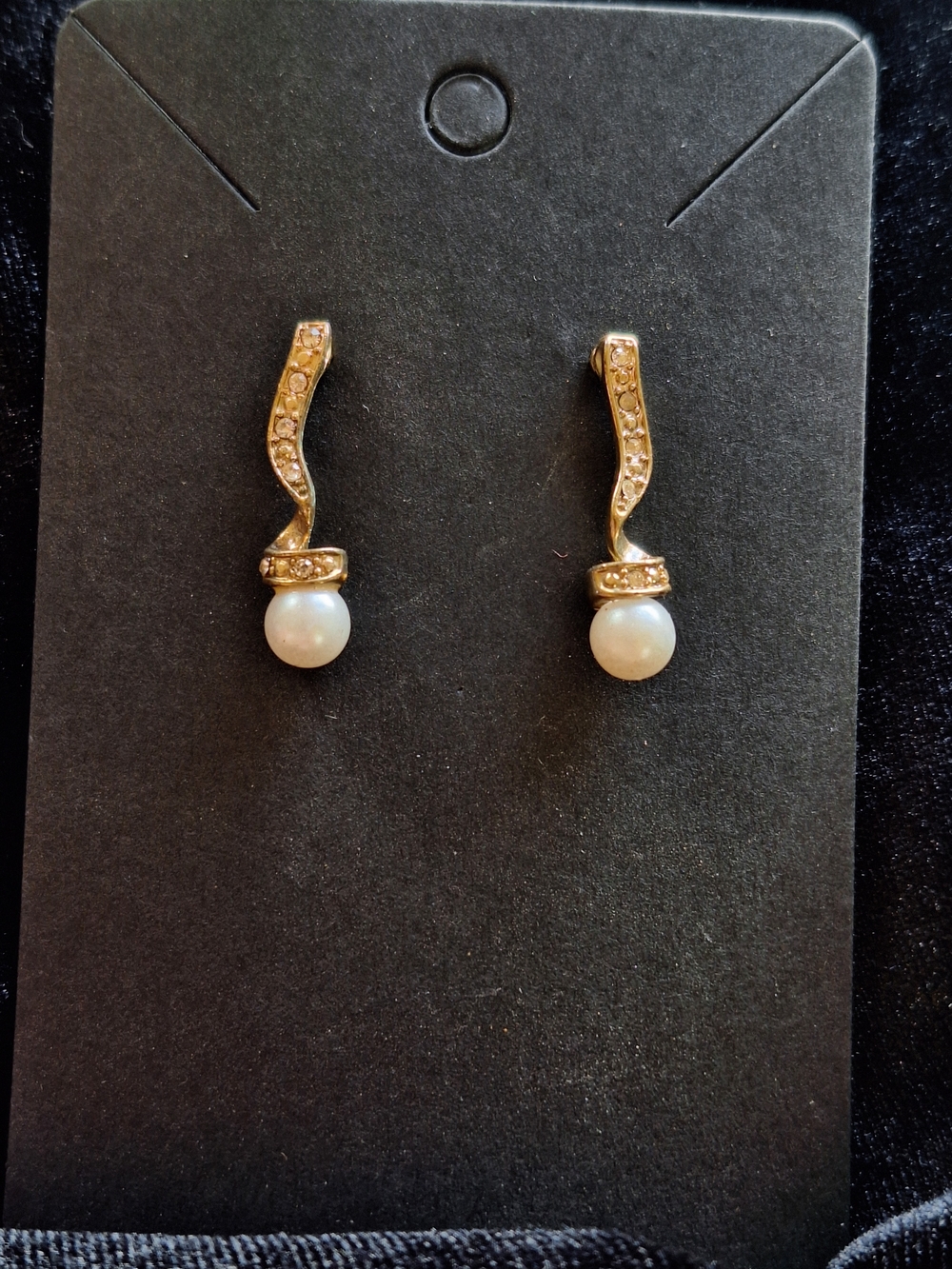 Silver-Tone Pearl Drop Earrings with Crystal Accents